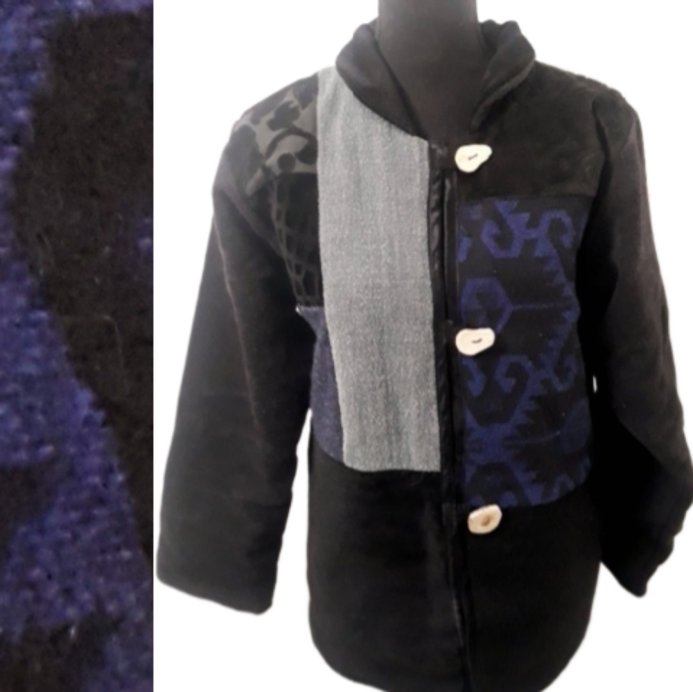 Western Patchwork Jacket + Bone Buttons - Size Xs… - image 6